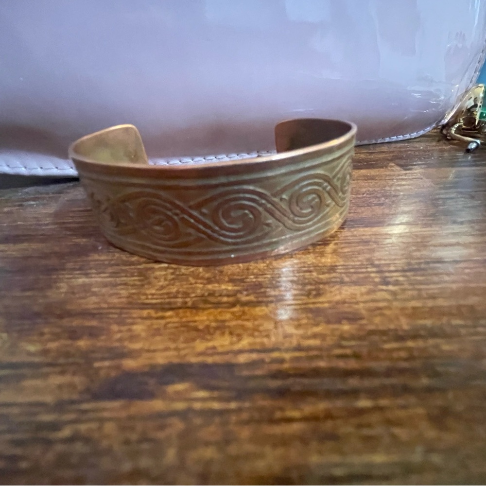 Gold Engraved Cuff Bracelet